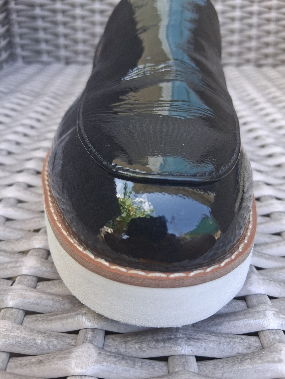 NEW Vionic Kensley Black Patent Leather Slip-On Loafers with White Sole - Picture 6 of 14